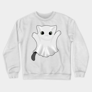 Black cat in a Ghost costume Crewneck Sweatshirt